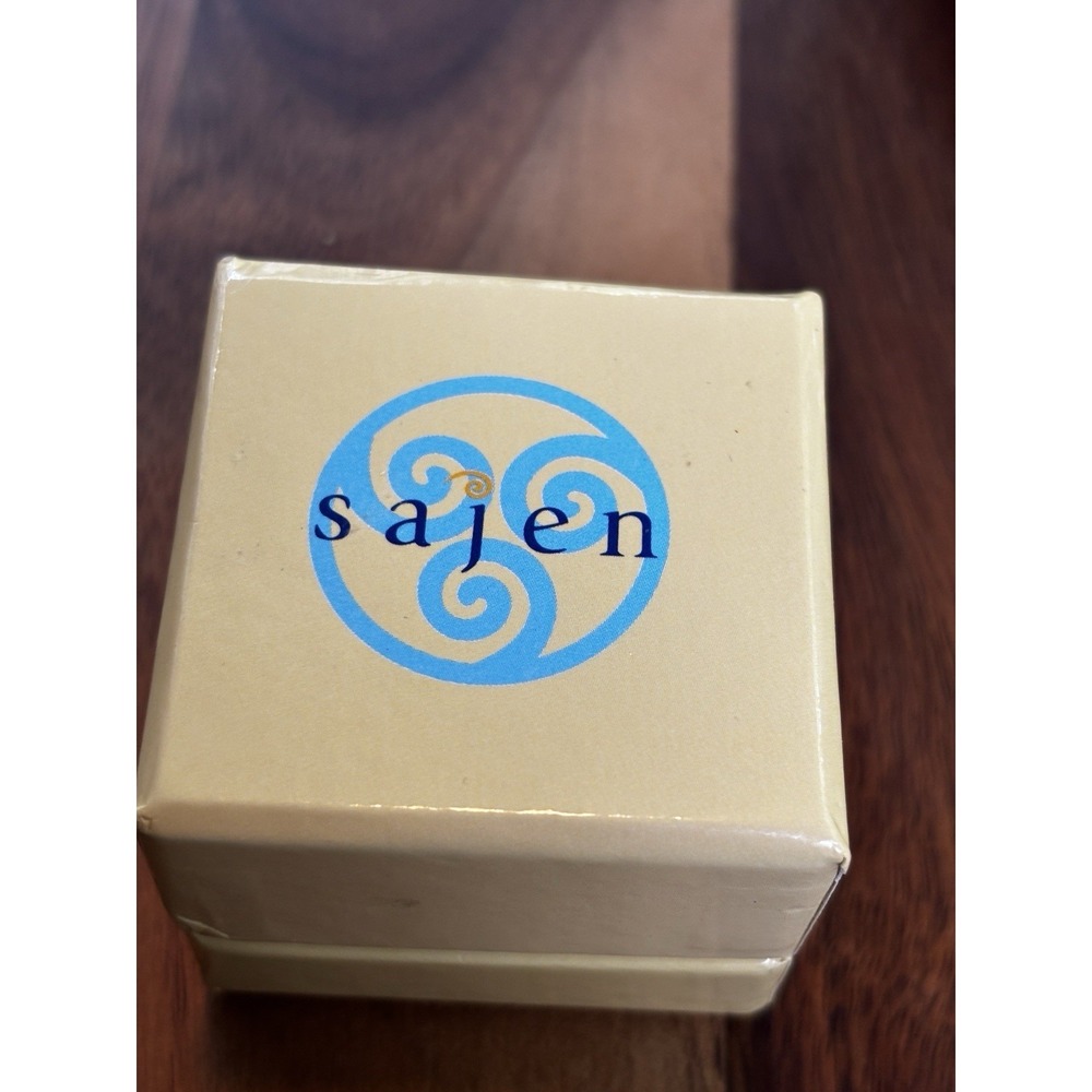 Sagen Mother Of Pearl Carved Goddess Blue Topaz Ring Sterling Silver Size 7.75 - Picture 10 of 11